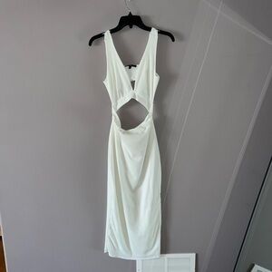 White maxi dress lulu’s ribbed dress with cut outs medium